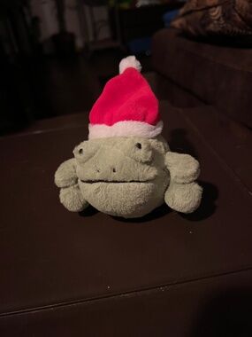Jellycat Ricky Rain Frog Santa Hat Ornament Stuffed Animal Great Condition Rare